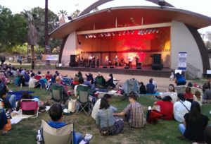 outdoor stage with band