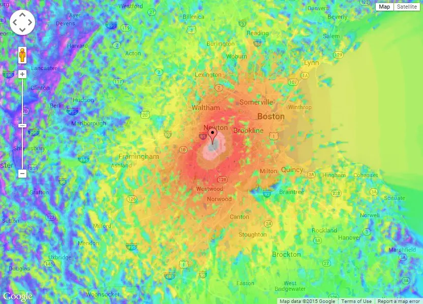 Boston TV signal strength map