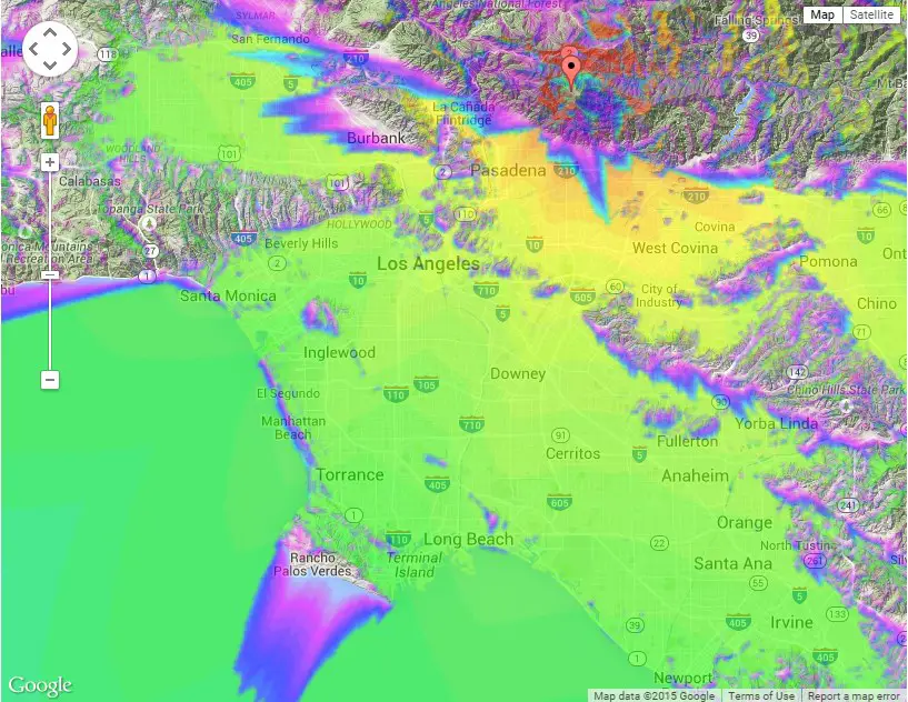 Los Angeles TV signal strength map