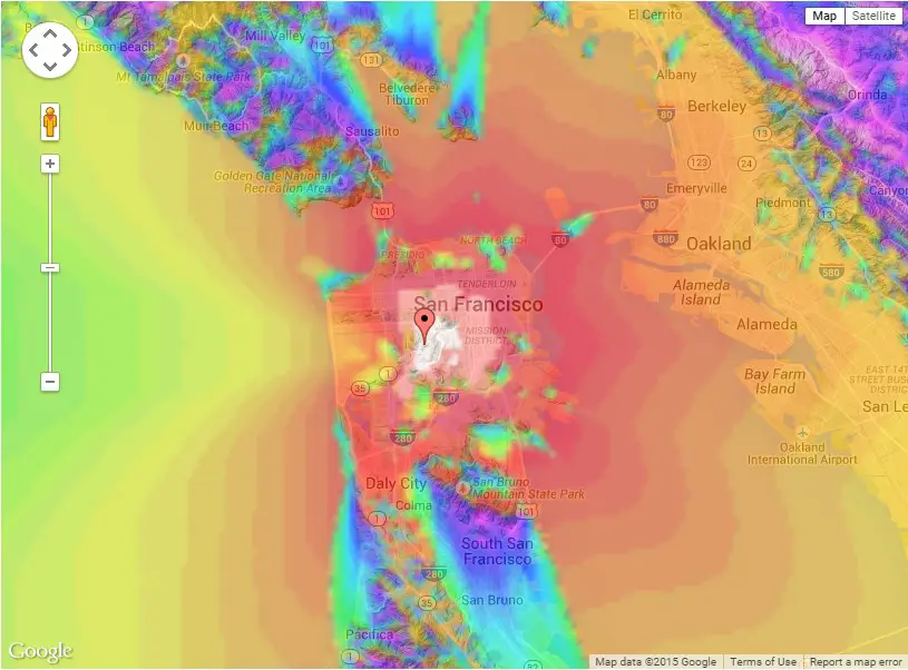San Francisco TV signal map