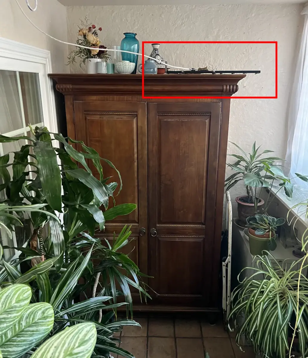 The Channel Master STEALTHtenna 50 on top of armoire