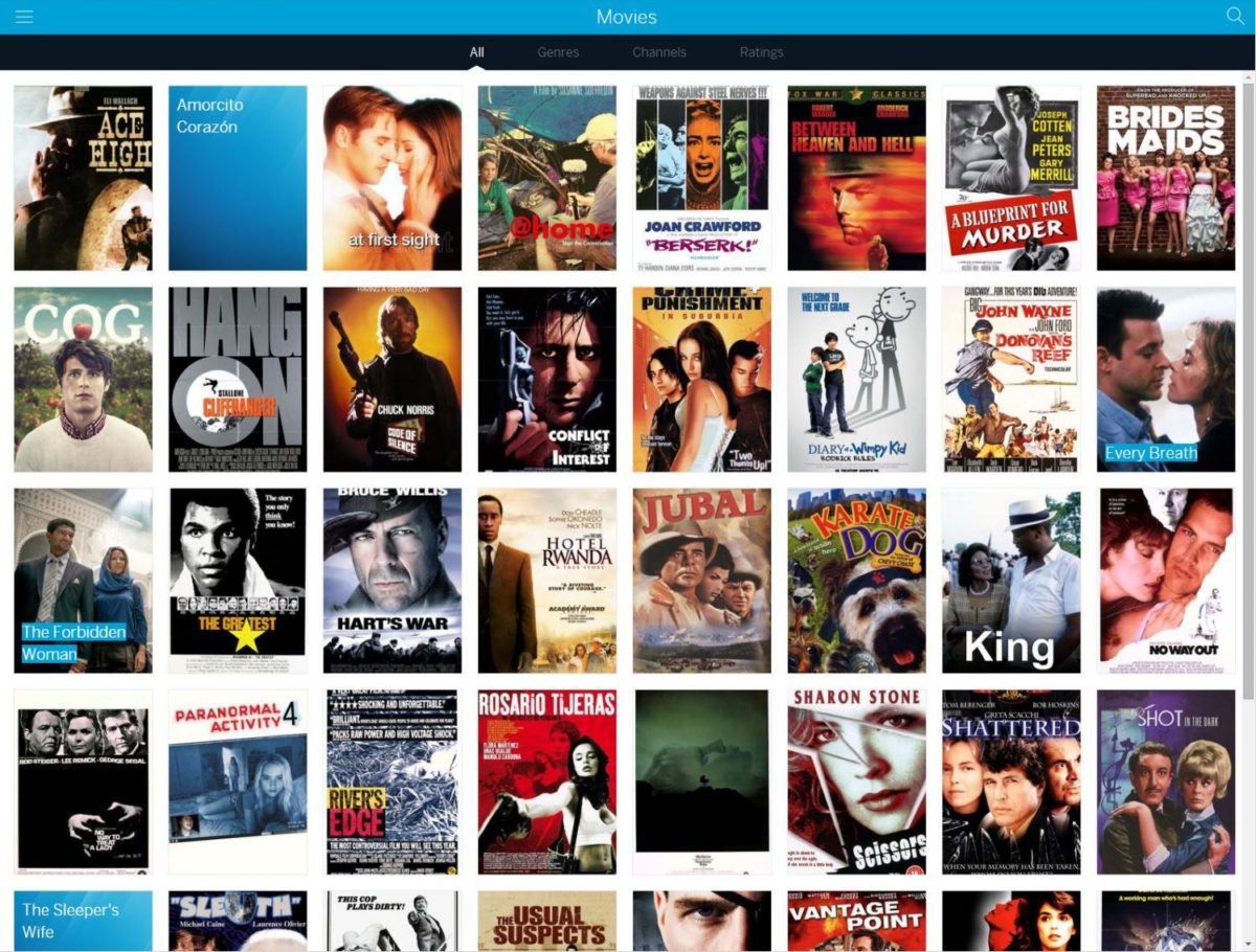 Tablo app showing free upcoming movies on broadcast TV.