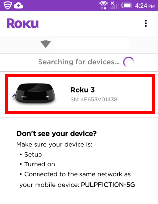 The Roku app on Android
