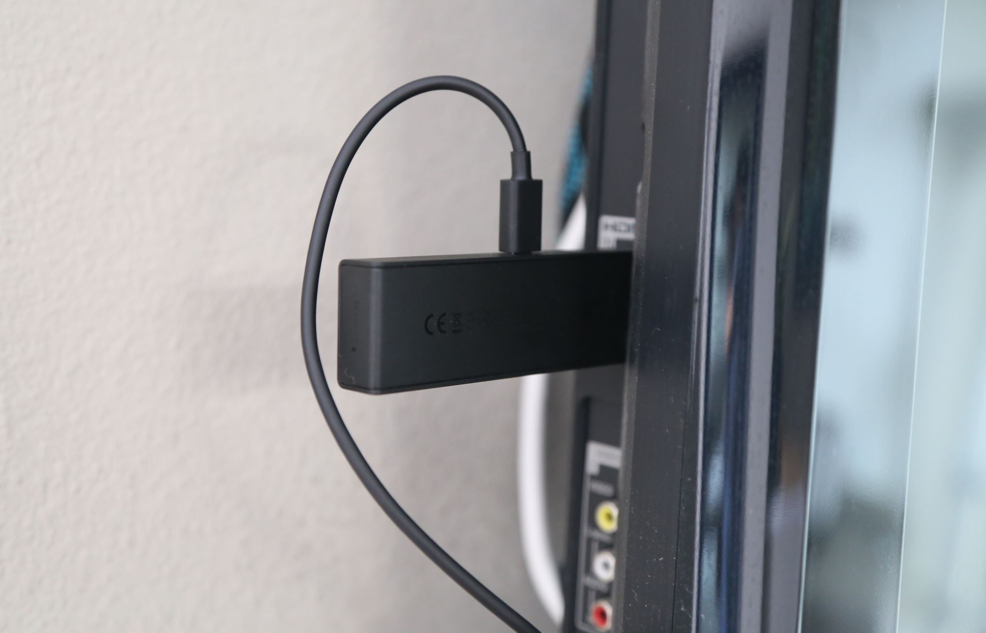 The Fire TV Stick plugged directly into the side of my TV.