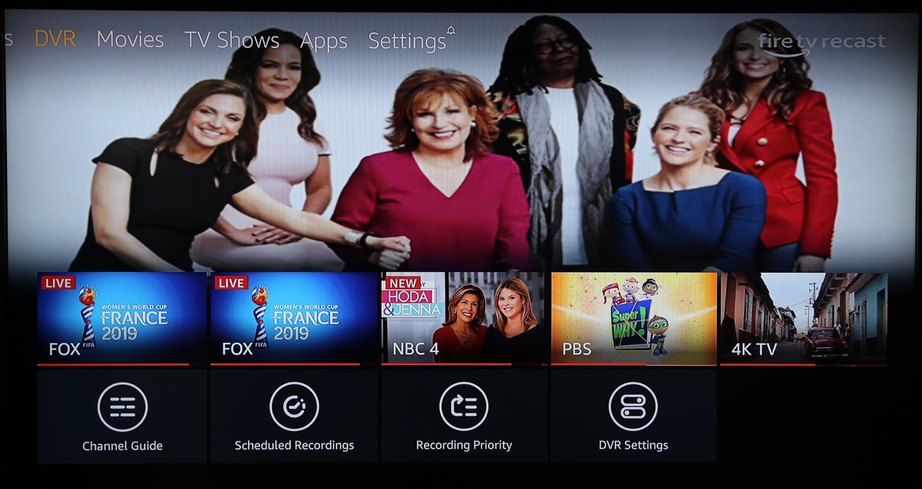 Amazon Fire TV Recast home screen