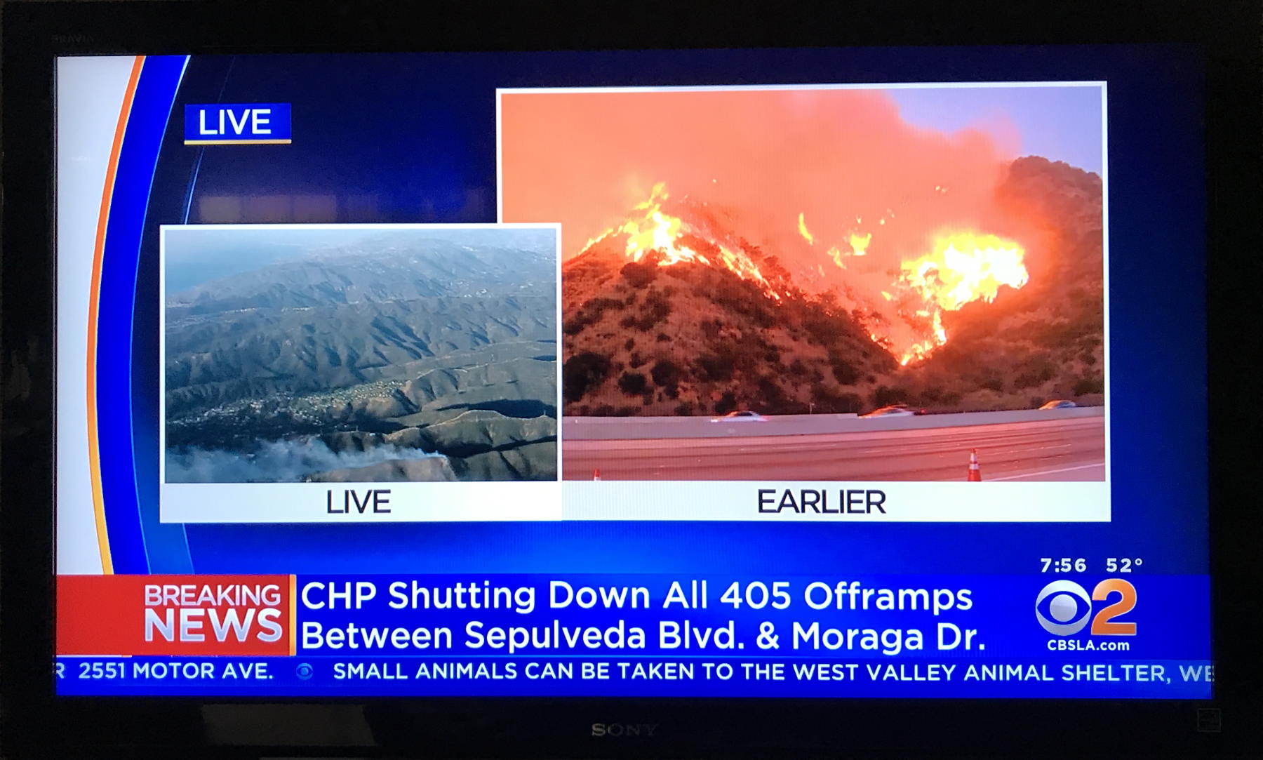 Local news coverage during nearby fires