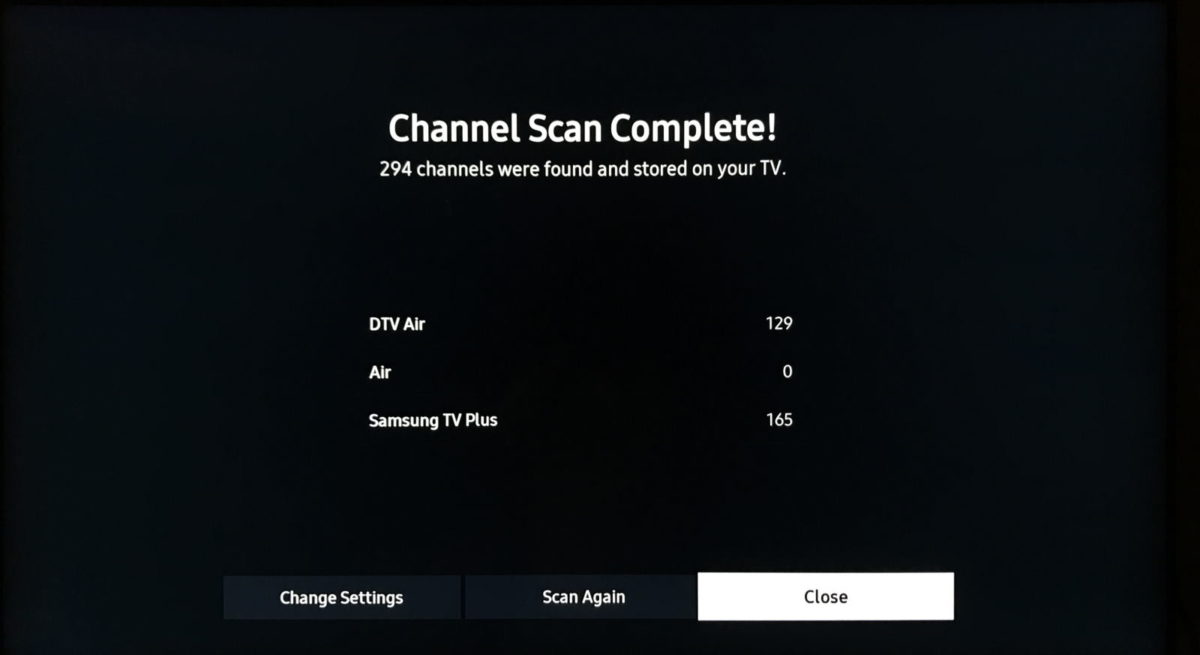 Samsung Q60T channel scan