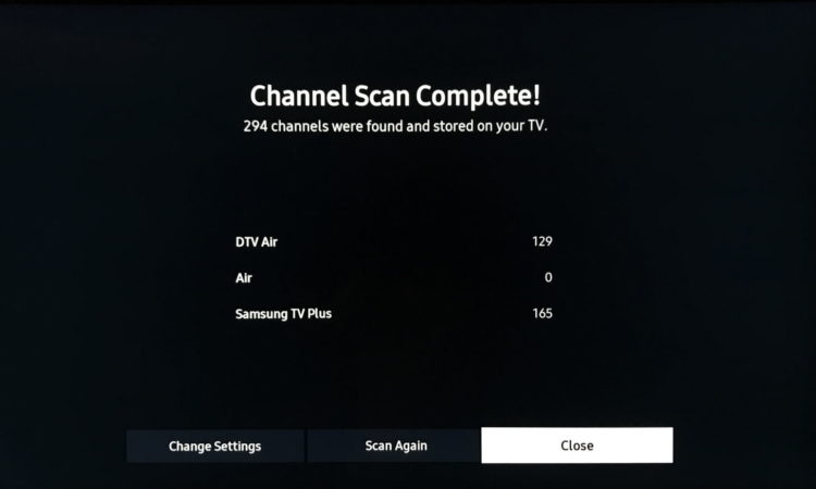 Samsung Q60T channel scan