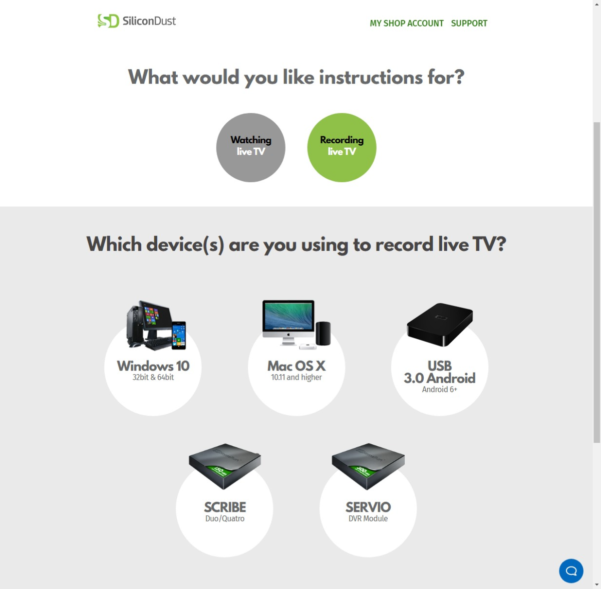 HDHomeRun website instructions for recording live TV. the FLEX is not shown!