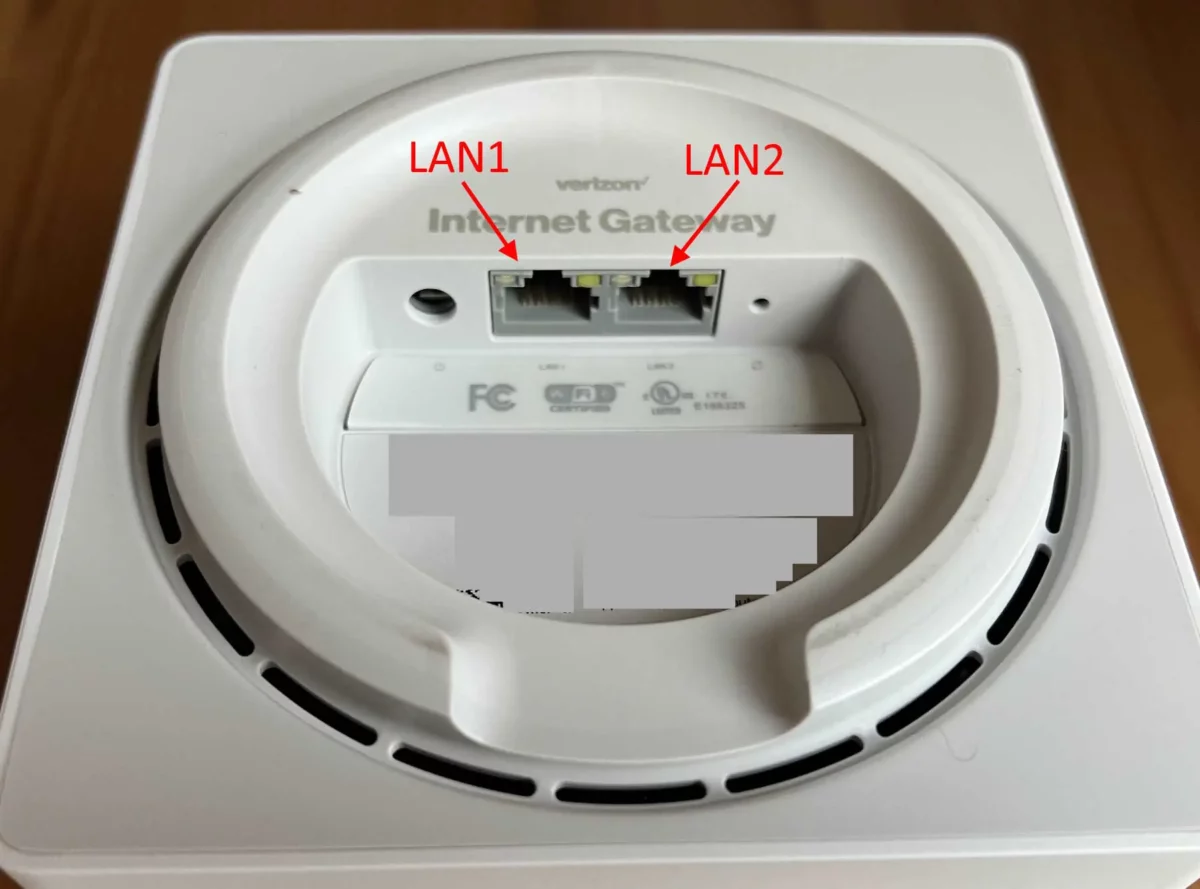 Verizon 5G Home Internet gateway showing LAN ports