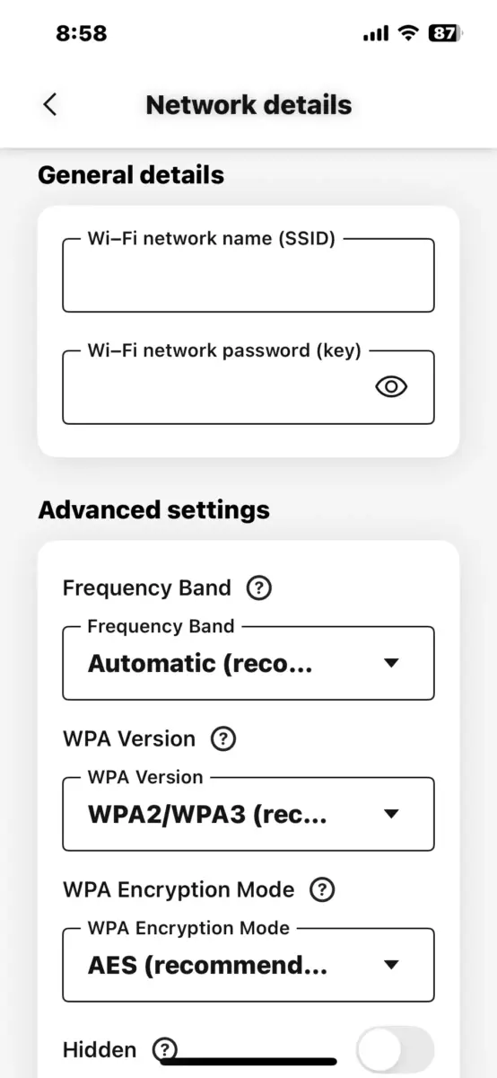 Wi-Fi settings in the T-Life app from T-Mobile 5G Home Internet
